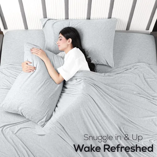 Miniatura 6 de Utopia Bedding Juego de sábanas tamaño individual – Sábanas de punto de jersey de 3 piezas – Algodón – Sábanas elásticas suaves para camiseta Gris