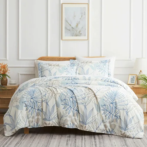 Miniatura 48 de Southshore Fine Living, Inc. Juego de edredón costero individual XL, edredón de plumón alternativo a rayas azules, tamaño individual XL con funda