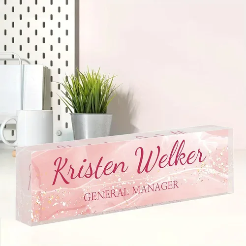 Miniatura 41 de Placa de nombre personalizada, placa de nombre personalizada para oficina, accesorio de escritorio de acrílico, regalos para compañeros de trabajo