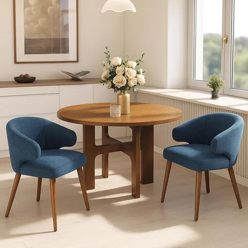 HNY Juego de 2 sillas de comedor modernas de mediados de siglo, sillas de comedor tapizadas con respaldo de ala, sillas laterales de lino con patas