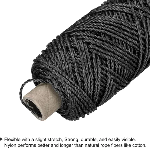 Miniatura 4 de MECCANIXITY Twisted Mason Line - Cuerda de nailon color negro, 328.1 ft/109 yardas, 0.098 in de diámetro para redes, paisajismo, mejoras del hogar