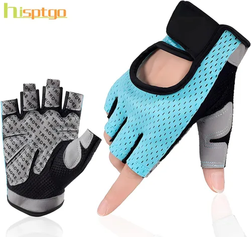 Miniatura 2 de Guantes de ciclismo para hombres y mujeres, sin dedos, transpirables, guantes de ciclismo antideslizantes que absorben los golpes, acolchados