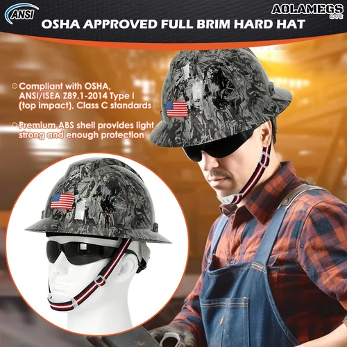 Miniatura 3 de Stylish Carbon Fiber Pattern Full Brim Hard Hat with Hard Hat Liner and Safety Visor Kit - ANSI Z89.1 Type 1 Class C OSHA Approved Construction Hard