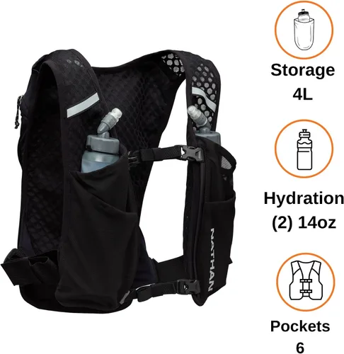 Miniatura 2 de Nathan QuickStart - Chaleco de hidratación con vejiga o frascos, bolsillos de almacenamiento, tela transpirable que absorbe la humedad, correas