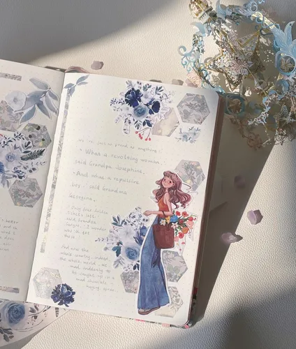 Miniatura 5 de WT Cinta Washi Carefree, Diseños Originales, Figuras de Personajes Niñas Decorativas, Manualidades, Suministros para Planificador Bujo, Cinta