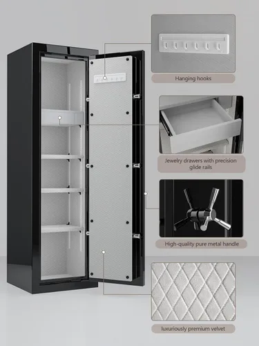 Miniatura 5 de TIGERKING Caja fuerte grande ignífuga para el hogar, 8.12 pies cúbicos, diseño brillante de lujo, acero resistente de 203 libras, protección contra