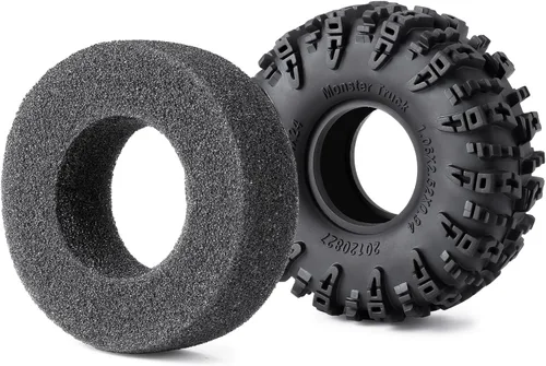 Miniatura 3 de Juego de 4 neumáticos de 1.0 pulgadas, neumáticos para terreno de barro de 2.520 x 0.945 in, de goma suave, compatibles con TRX4M AX24 Axial SCX24
