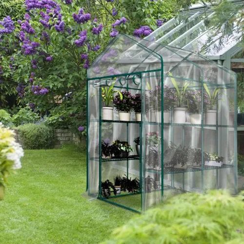 Miniatura 7 de Invernadero - Invernadero de entrada con 8 estantes resistentes y cubierta de PVC para uso en interior o exterior - 56 x 56 x 76 pulgadas Casa Verde