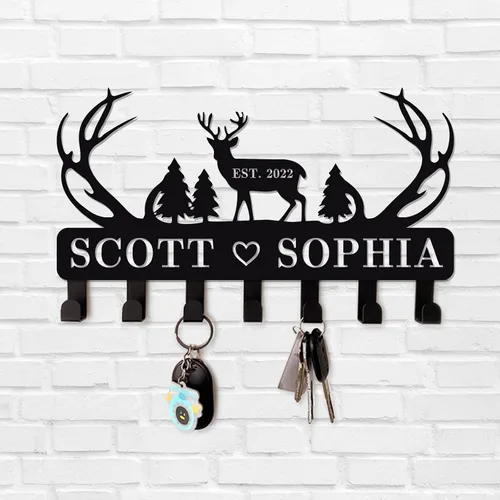 Miniatura 16 de Soporte personalizado para llaves de pared, ganchos de pared con nombre de familia, organizador de llaves de metal, decoración para colgar llaves