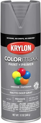 Miniatura 73 de Krylon K05599007 COLORmaxx Pintura en aerosol y base para uso en interiores y exteriores, color gris brillante para maquinaria, 12 onzas