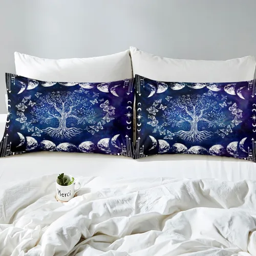 Miniatura 7 de Erosebridal Juego de ropa de cama con diseño de árbol de la vida, tamaño Queen para niños y niñas, diseño bohemio exótico de mariposa, funda