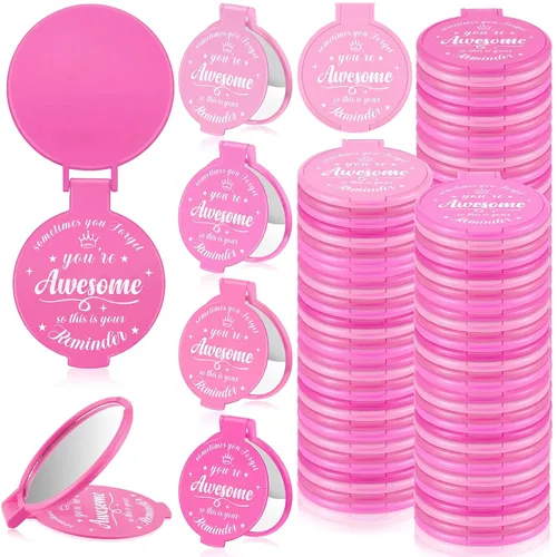 Miniatura 22 de 18 piezas de espejo compacto inspirador de 2.76 pulgadas a granel para mujeres, pequeños regalos de graduación, día de la madre, fiesta, bolso, Negro