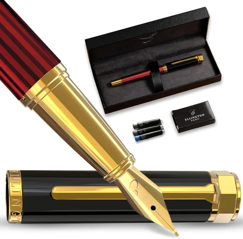 Miniatura 22 de Ellington Pens Juego de pluma estilográfica de lujo, punta fina y suave, incluye 3 cartuchos de tinta, convertidor de tinta recargable, caja de El