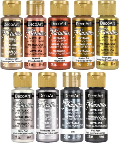 Miniatura 9 de DecoArt Americana Pinturas Acrílicas DAZZLING METALLICS, Juego de 18 Colores Populares, Botella de 2 fl oz (Paquete de 18)