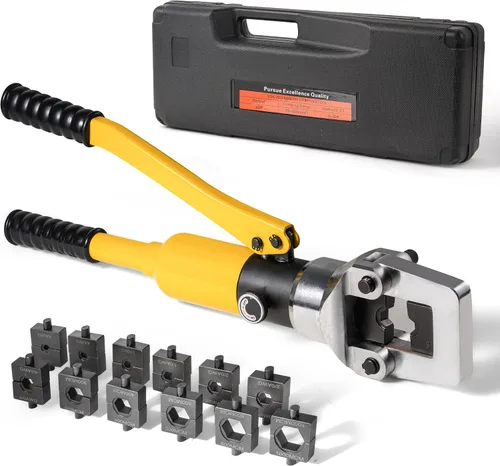 Miniatura 10 de Alicates de crimpado hidráulico de 12 toneladas de 6 AWG a 500 MCM Kit de herramientas de prensado hidráulico de mano con terminal de cable