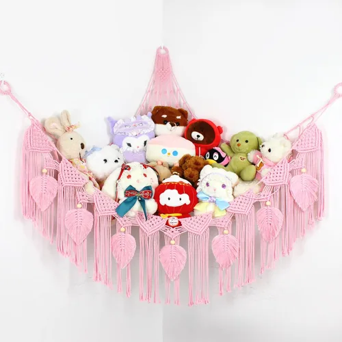 Miniatura 8 de Hamaca de animales de peluche, red de peluche en la esquina para almacenamiento de animales de peluche, red montada en la pared, organizador de Azul