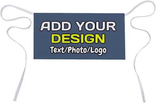 Miniatura 39 de Delantal de cintura personalizado con 3 bolsillos para añadir foto, texto, logotipo, nombre, camarera