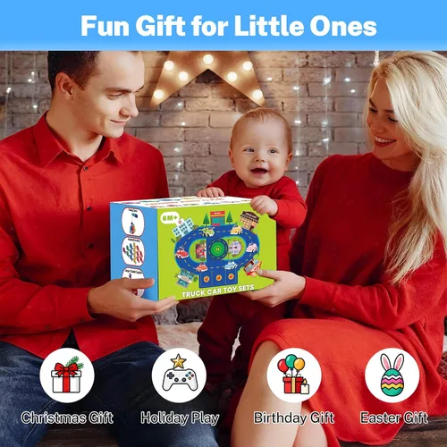 Miniatura 7 de Goldge Juguetes Montessori 2 en 1 para niños de 1 año - Juego de pesca para niños pequeños con tazas apilables y autos abatibles, juguete