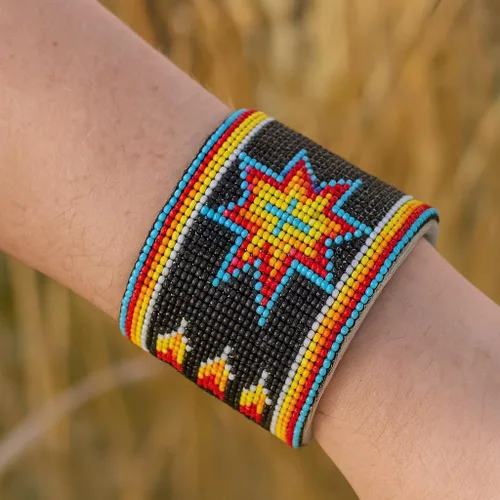 Miniatura 3 de Pulsera dura con cuentas de semillas de estilo nativo del suroeste
