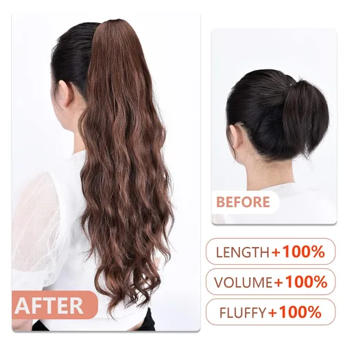 Miniatura 290 de Extensiones de cola de caballo de cabello rubio, extensiones de cola de caballo para mujer, pinza de extensiones de cabello rizado de 12 pulgadas