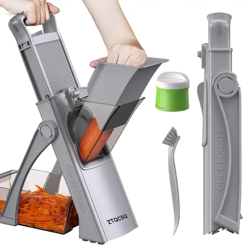 Miniatura 13 de (Todo en 1) Versión mejorada Cortadora de mandolina para cocina y mandolina ajustable. Cuchilla desmontable, cortador de verduras de cocina, corte