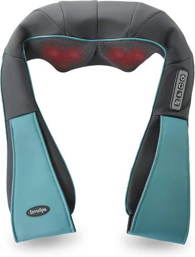Miniatura 9 de Masajeador shiatsu de hombro y cuello con calor, almohada masajeadora para tejido profundo para aliviar el dolor del cuello, la espalda y los Azul