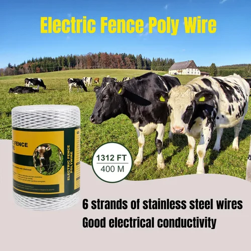 Carrete de alambre para valla eléctrica portátil Farmily; fácil de instalar, reparar, cortar y enrollar, Blanco, 1