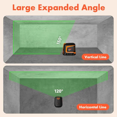 Miniatura 3 de DOVOH Nivel Láser Recargable Autonivelante, Nivel Láser de Línea Cruzada de Alta Precisión Verde 20m Horizontal y Vertical Ángulo Expandido 150°