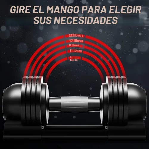 Miniatura 2 de Juego de mancuernas ajustables de 22 libras, par de mancuernas ajustables, perfecto para entrenamiento de fuerza y entrenamientos de fitness