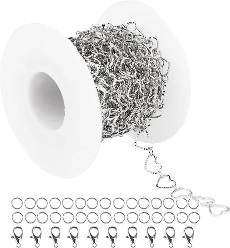 Miniatura 11 de YOUBEIYEE Cadenas de cuentas de cristal azul para hacer joyas, collar de plata de cristal colgante, cadenas para el tobillo, cadenas de bricolaje a
