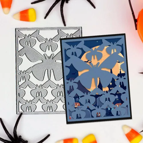 Miniatura 4 de ABTOLS Troqueles de corte de fondo de mariposa de resorte de metal para hacer tarjetas, marco de animales, troqueles de marco rectangular
