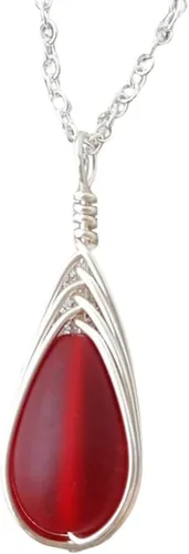 Miniatura 39 de Yinahawaii Collar de cristal de mar hecho a mano, joyería hawaiana para mujer, collar de lágrima trenzada, joyería única de cristal de mar