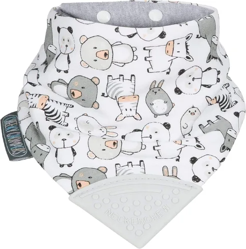 Miniatura 13 de Cheeky Chompers Neckerchew babero de dentición, babero estilo bandana 2 en 1 con mordedor de silicona de grado alimenticio Midnight