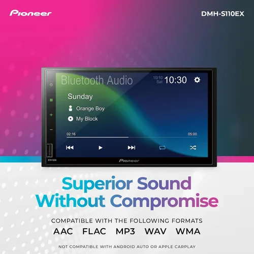 Miniatura 4 de Pioneer DMH-S110EX Receptor multimedia digital de 7 pulgadas de doble DIN - Bluetooth integrado, integración de smartphone, pantalla táctil, entrada