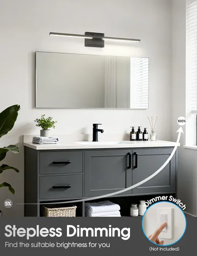 Miniatura 4 de VOLISUN Luz de tocador de baño de 31.5 pulgadas, 5CCT regulable, lámpara LED de baño de 28W sobre espejo, luces de tocador de barra negra