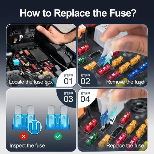 Miniatura 3 de Fusibles de automóvil 168 piezas, kit surtido de Jorest 114 fusibles de hoja mini automotriz + 54 fusibles automáticos estándar + 1 extractor