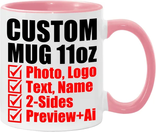 Miniatura 20 de Taza de café personalizada – Tazas personalizadas con texto en imagen, logotipo personalizado con nombre, taza de cerámica – Cumpleaños