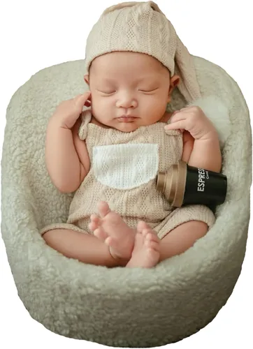 Newborn Photography Props Baby Photoshoots Outfits Boy Photo Posing Romper Hat Crochet Suspender Costume