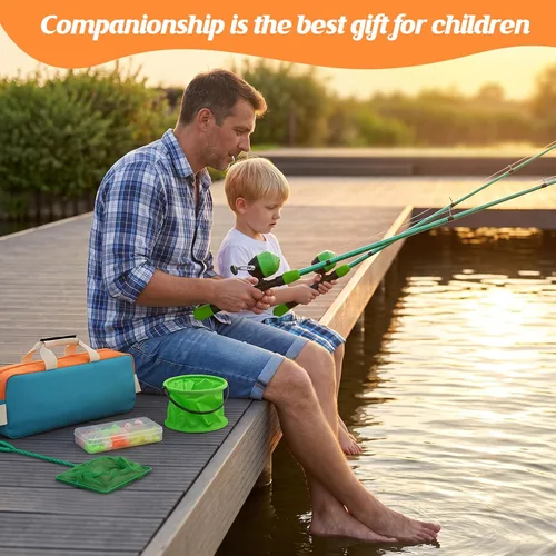 Miniatura 6 de Combo de carrete de caña de pescar para niños, 4.92 pies/5.9 pies, 2 piezas de caña de pescar telescópica con accesorios de pesca, kit de inicio