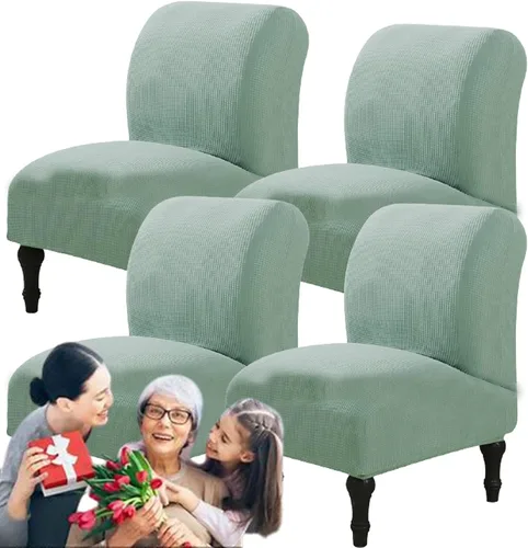 Miniatura 66 de Fundas elásticas para silla sin brazos, extraíbles y lavables, de elastano jacquard sin reposabrazos, protector de muebles para sala de estar, Verde
