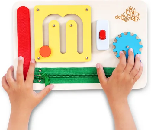 Miniatura 9 de deMoca Tabla de actividades para niños pequeños de 1 año, tablero de madera Montessori de viaje para niños pequeños de 1 a 3 años, actividades