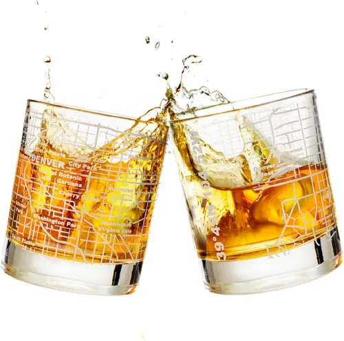 Greenline Goods Vasos de Whisky - Juego de Regalo de Vaso Tumbler de 10 Oz para Amantes de Denver, Grabados con Mapa de Denver | Vaso Old Fashioned