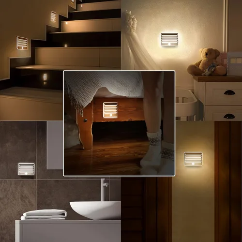 Miniatura 6 de EverBrite Luces nocturnas con sensor de movimiento, luz LED suave y cálida, funciona con pilas, luz nocturna autoadhesiva para dormitorio, baño
