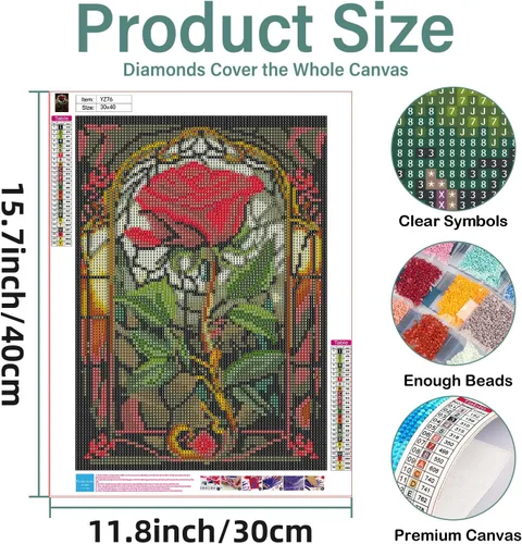 Miniatura 3 de Aestalrcus Kit de pintura de diamante rosa para adultos, kits de arte de diamantes de rosa para adultos, arte de gemas de flores para decoración