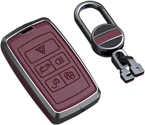 Miniatura 8 de SANRILY Funda de llavero negra sin llave para Land Range Rover Discovery Rover Sport 2018 2019 y Jaguar XF 2021 de cuero con llavero