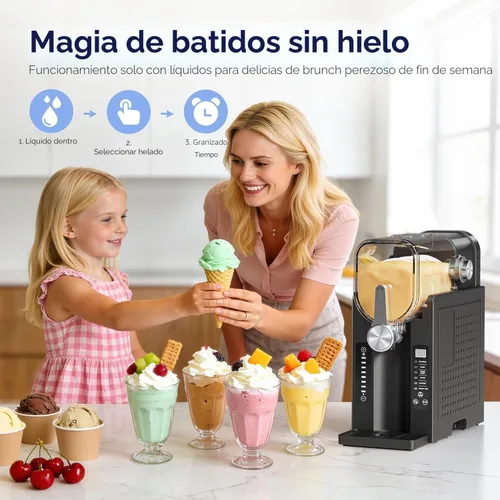 Miniatura 2 de Máquina para granizar, no necesita hielo para el hogar, pantalla de temperatura en tiempo real, máquina de bebidas congeladas con 6 programas