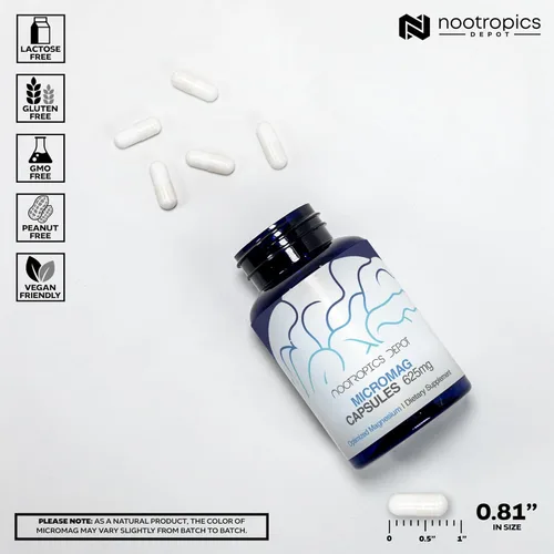 Miniatura 3 de Nootropics Depot MicroMag - Cápsulas de magnesio 625 mg 90 unidades Contiene 200 mg de magnesio elemental