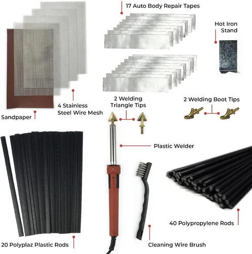 Miniatura 4 de JOUNJIP - Kit de soldadura, certificación UL, 17 cintas de reparación de aluminio, lija, 2 puntas triangulares, 2 puntas en forma de bota, 4 mallas