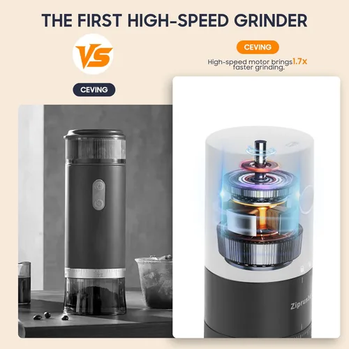 Miniatura 2 de First Grind - Molinillo de café recargable mientras se carga, molienda 1.7 veces más rápida con molinillo de café eléctrico portátil con 38 ajustes