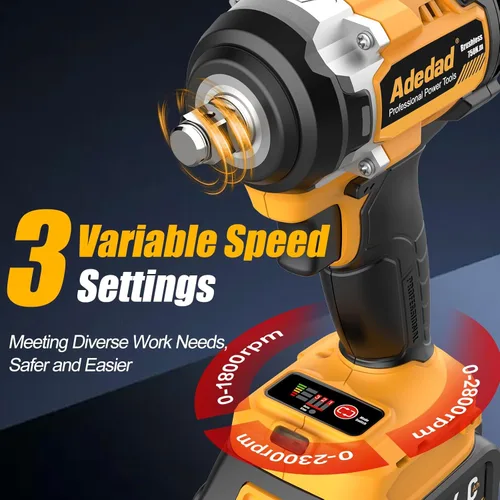 Miniatura 4 de Llave de impacto sin escobillas de 1/2 pulgada 750N.m (553 pies-libras) Pistola de impacto de alto par de 20 V con batería de 2 x 4.0 AH y cargador